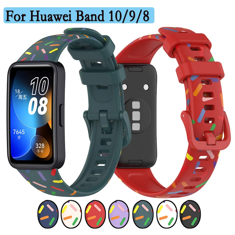 Pasek do zegarka Huawei Band 10/9 Miękki silikonowy pasek do zegarka Huawei Band 8 Kreatywna i modna gumowa bransoletka Akcesoria do zegarków
