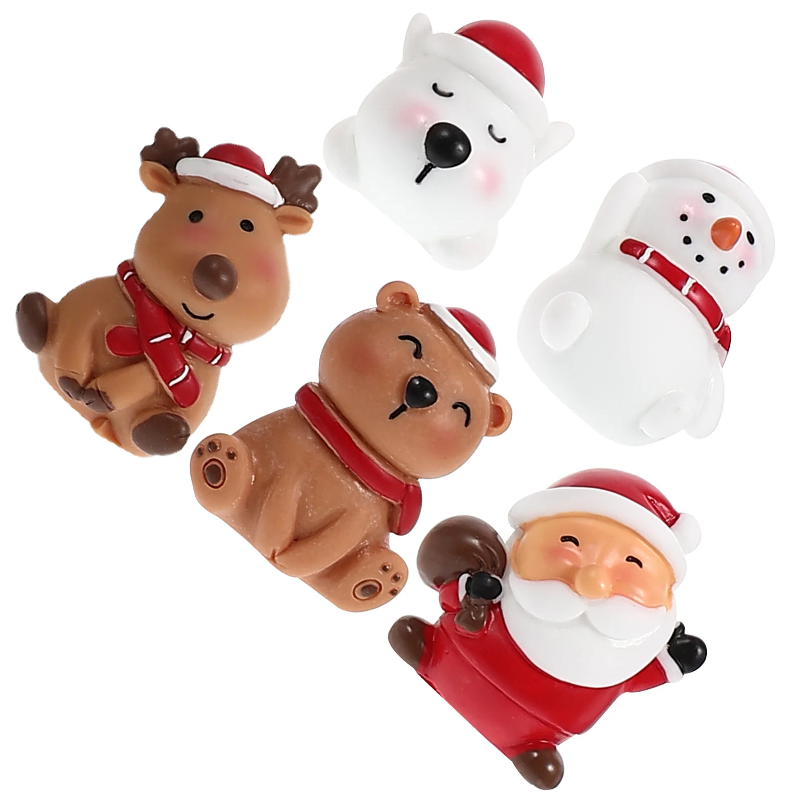 5 قطع عيد الميلاد سانتا كلوز الراتنج المشهد الصغير الحلي عيد الميلاد منضدية مصغرة ثلج مشهد الثلج الزخرفية