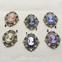 10Pcs 30 * 28MM Metal Vintage Beauty Head Resin Accessories Diy Wedding Dress Headwear Gift Box Decoration Accessories