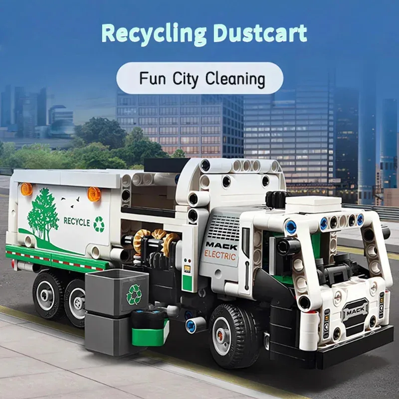 

Sanitation Truck Series Garbage Sanitation Truck Children's puzzle technical Toys Creative Building Blocks For Kids Gifts
