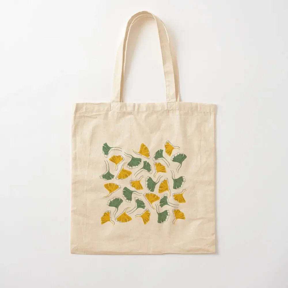 

Ginkgo Biloba leaves pattern offset - Green and Yellow Tote Bag Big bag Canvas bag for women Candy bags eco pack