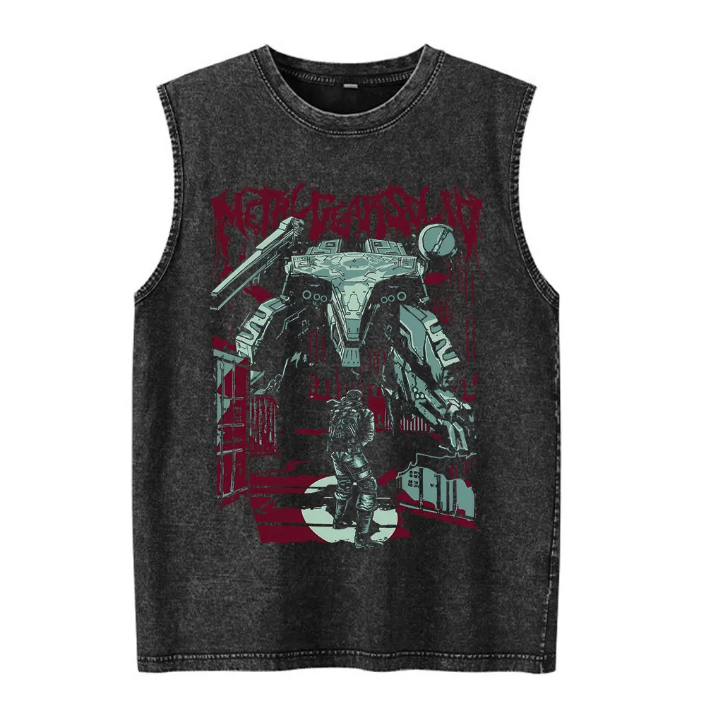 Metal Gear Solid MGS1 Metal Gear Rex Game Graphic Vintage Washed Tank Tops Men's Women Clothing Cotton Sleeveless Vest T-shirt