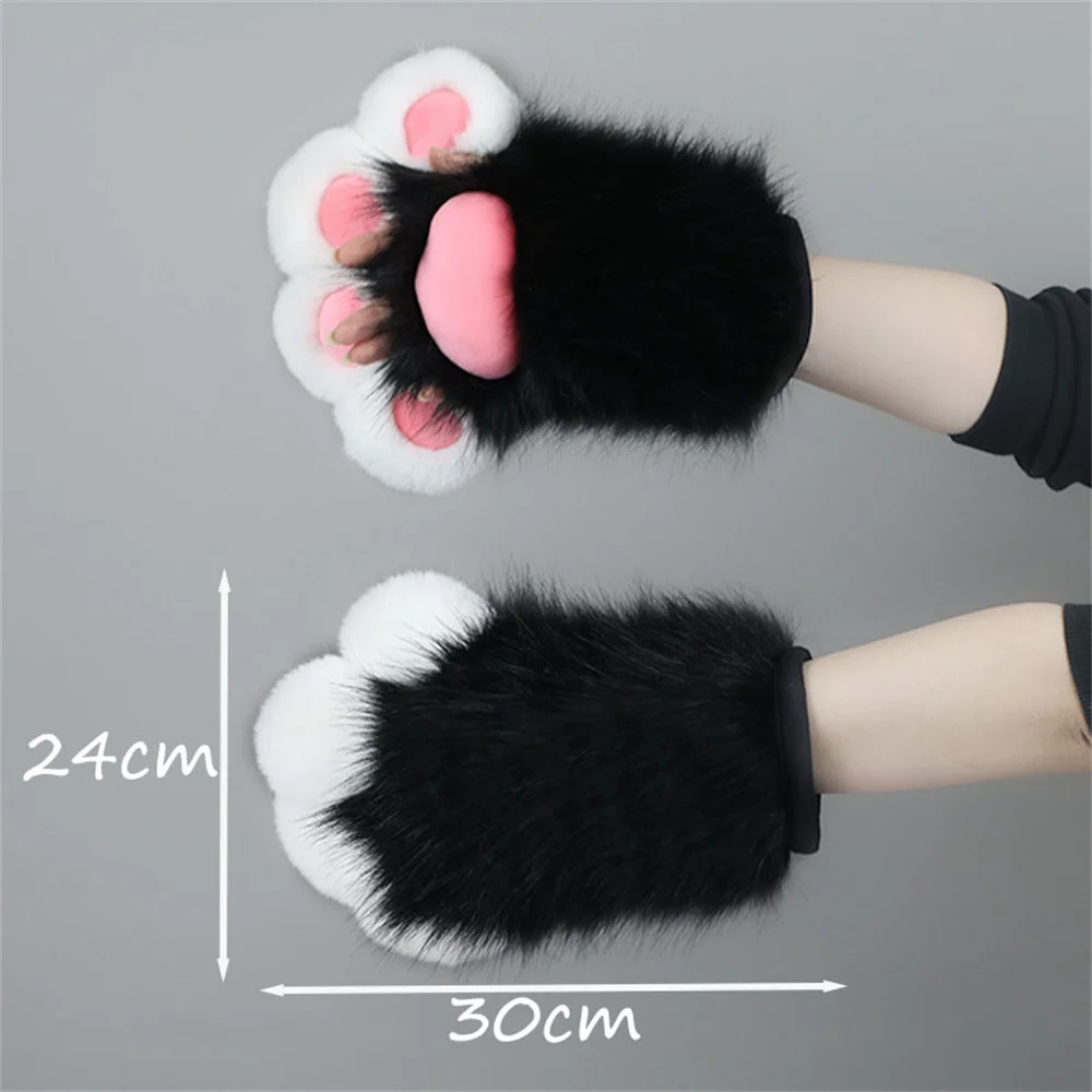 4 Colors Large Meat Mat Paw Cosplay Props Kawaii Cute Cat Paws Furry Comic Claw Fingerless Gloves Half Finger Gloves Fursuit