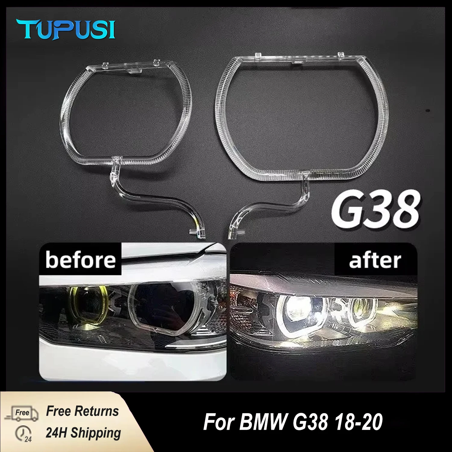 

2PCS For BMW 5 Series G30 G38 2018 2019 2020 LED Headlight Light Bars DRL Tube Acrylic tube Light Lines Fiber LOW