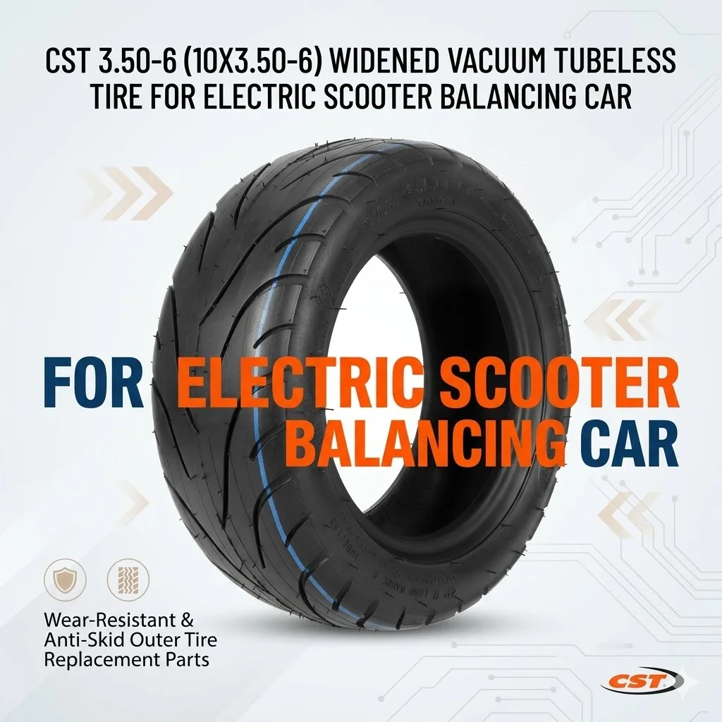 CST 3.50-6 (10X3.50-6) Widened Vacuum Tubeless Tire for Electric Scooter Balancing Car, Wear-Resistant Anti-Skid Outer Tires
