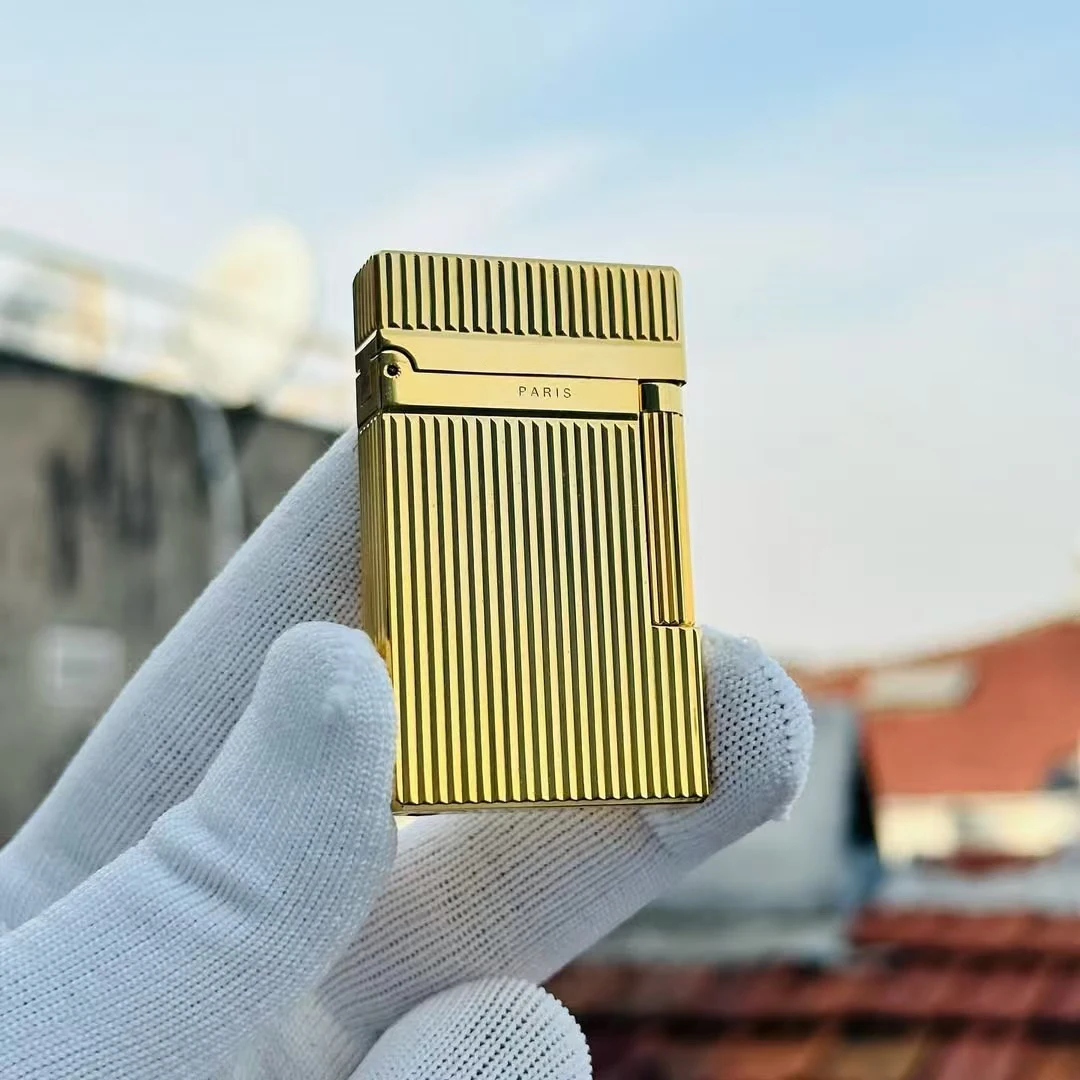 

DP Ligne 2 Lighter Vertical Stripe Loudly Sound Lighter Cigar Cigarette Companion Butane Gas Refill Brass Shell Men's Gift