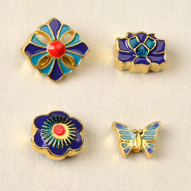 100 pieces set DIY jewelry material production hairpin hair crown pendant cloisonne oil drop pendant small