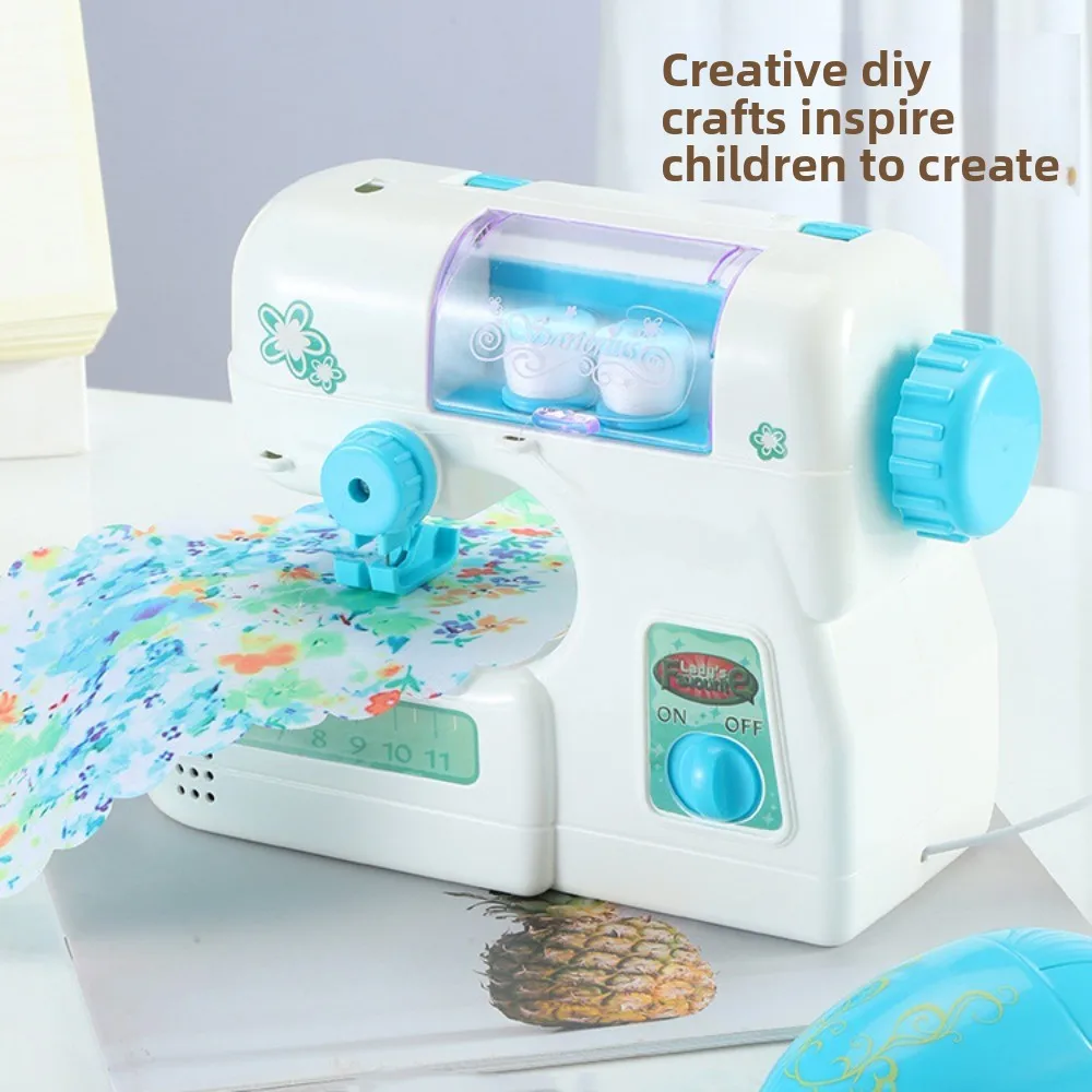 Machine à coudre pour enfants simulée faisant des vêtements avec Machine à coudre légère jouets Portable rose électrique enfants jouet de couture
