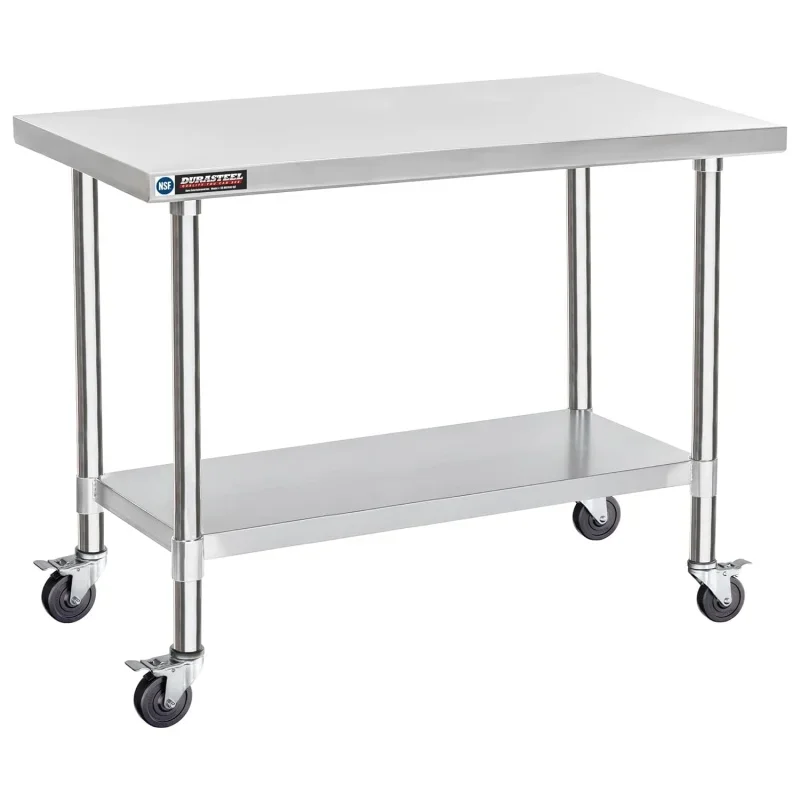 Food Prep Stainless Steel Table  24 x 48 Inch Metal Table Cart - Commercial Workbench with Caster Wheel - NSF Certifi