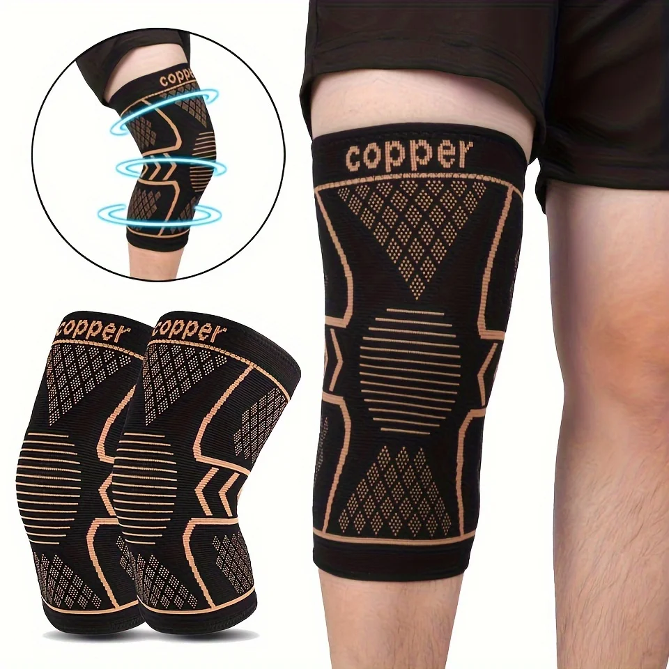 Protetor de Joelho de Cobre 1 Peça, Compressão para Alívio da Dor Articular, Unissex, para Esportes e Exercícios