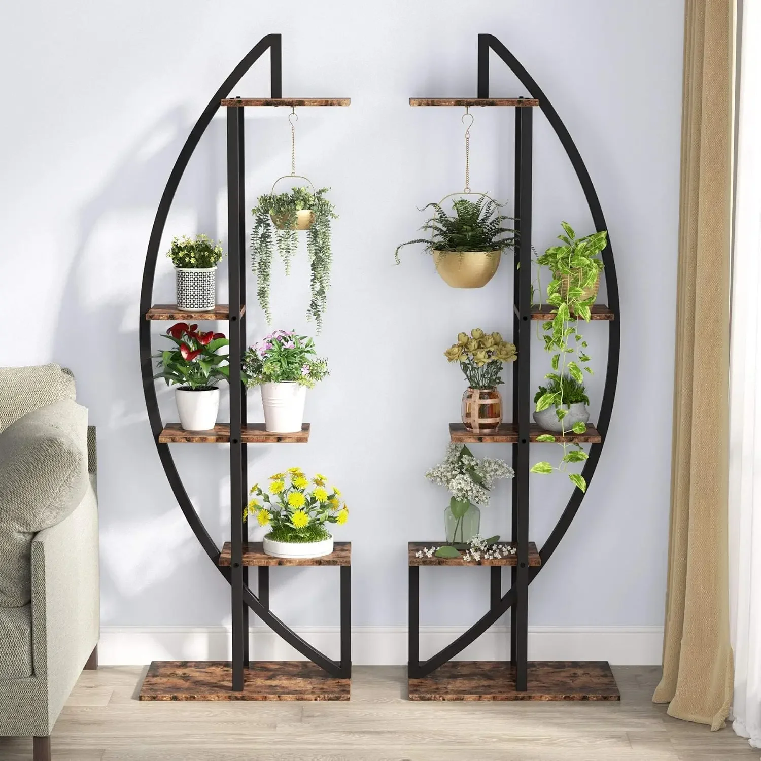 5-Tier Plant Stand Pack of 2, Multi-Purpose Curved Display Shelf Bonsai Flower Plant Stand Rack for Indoor Garden