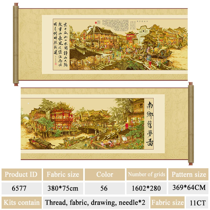 Kit punto croce Aida Canvas 11CT, Kit cucito in tessuto per adulti, pittura paesaggistica della cina meridionale, motivo paesaggistico retrò