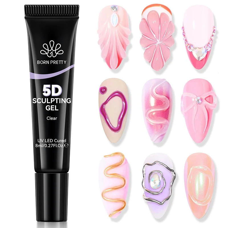 BORN PRETTY 5D Modelliergel Nagelkunst DIY Halbfestes Skulptur-Gel zum Malen und Formen für Nageldesign Dekoration Maniküre DIY