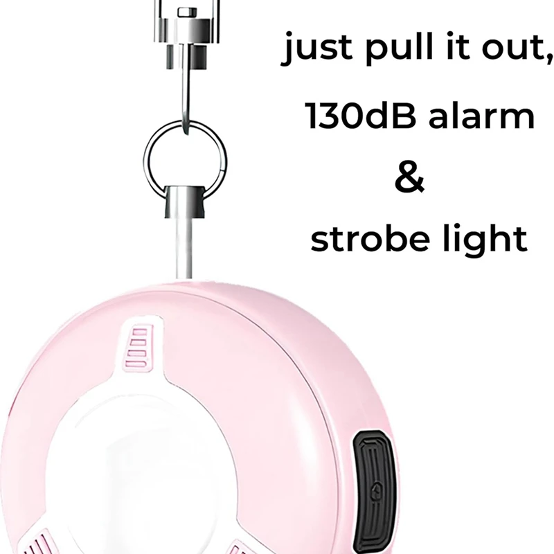 Small Personal Safety Alarm For Women& Kids - Self Keychain With 130Db-Loud Siren - Strobe Light