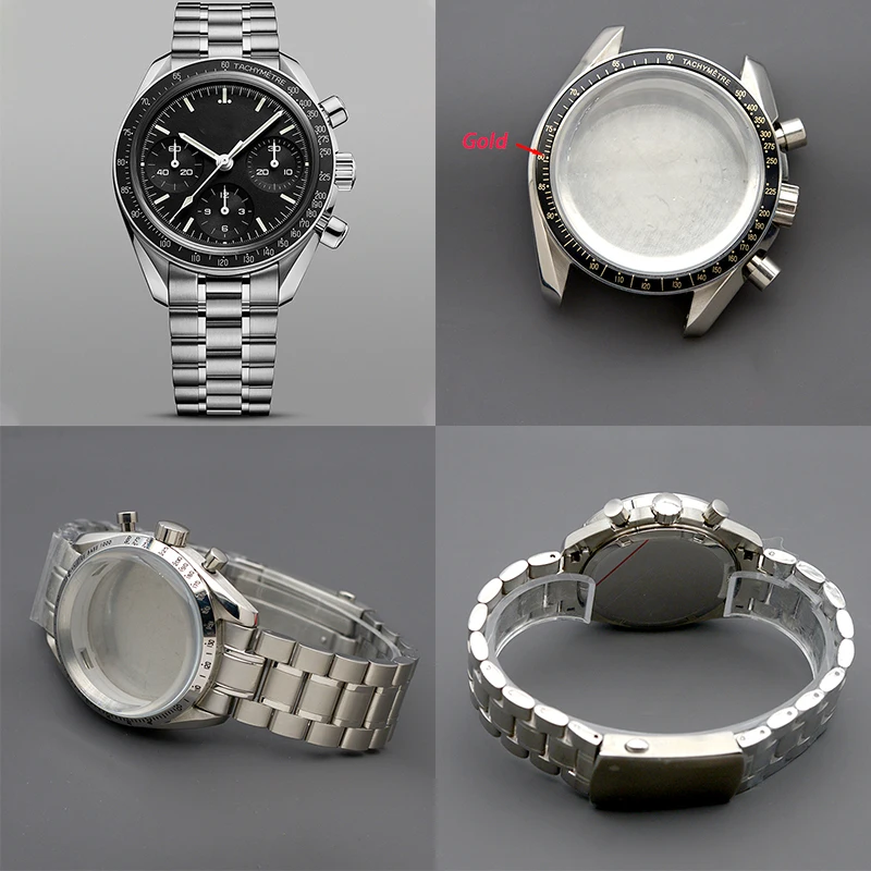 40mm Men's Watch Case Multi-functional Men Luxury 316L Stainless Steel Fit Speed master VK63 Quartz Movement Watch Parts Gift