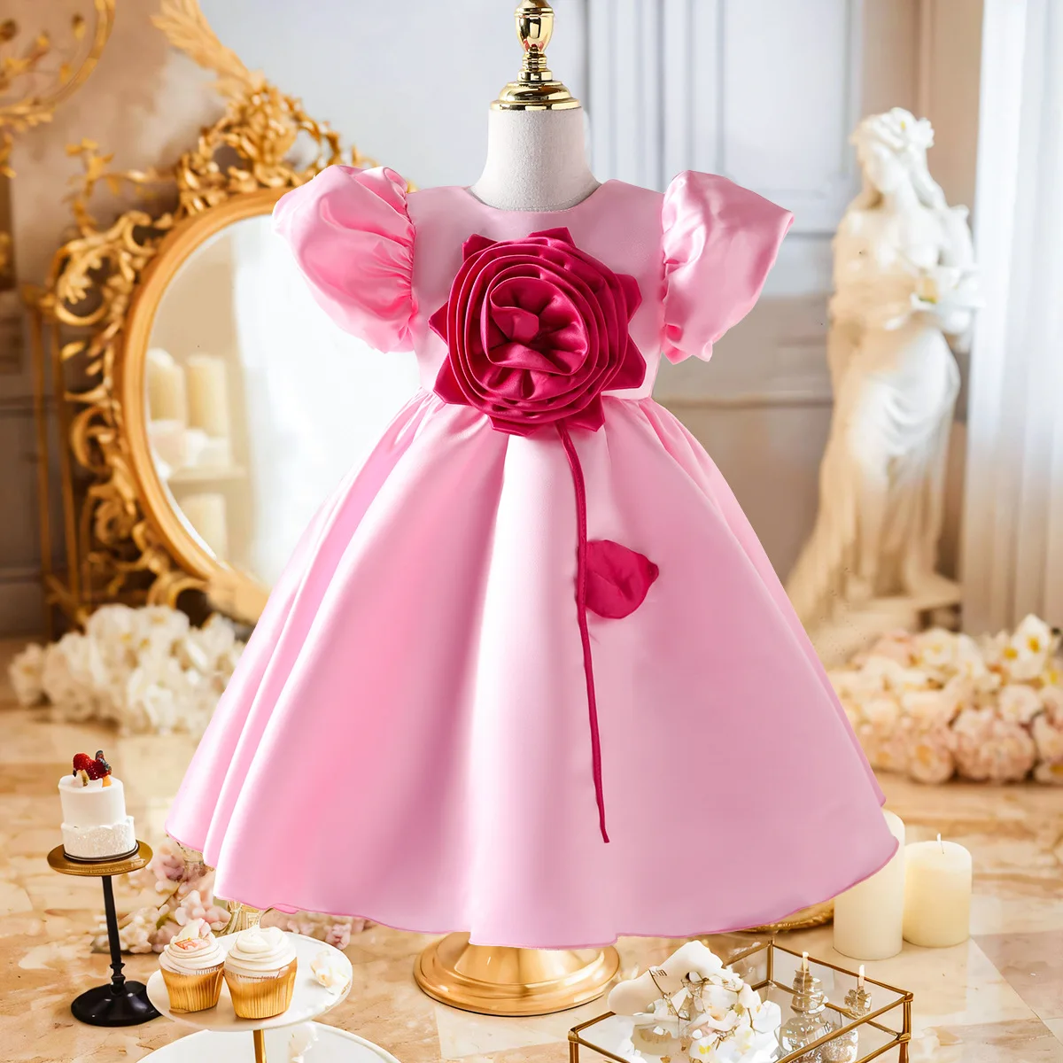 Children's Princess Skirt Piano Performance Outfit Flower Girl Wedding Dress Little Girl Birthday Party Casual Daily Skirt