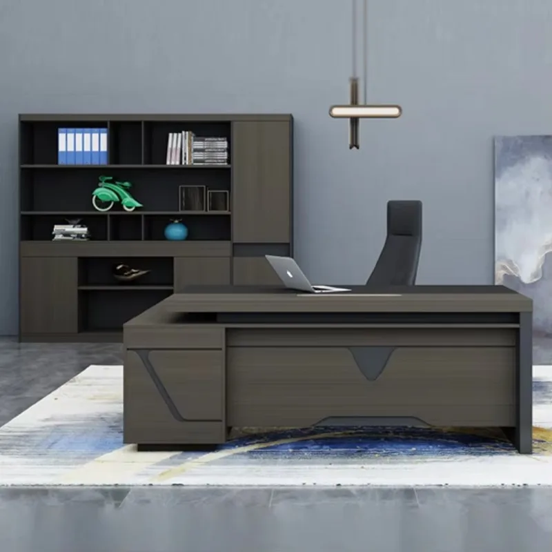 Contemporary L Shaped Wooden Executive Desk Modular Boss Office Workstation Panel Computer Table For Commercial Office Home Stud