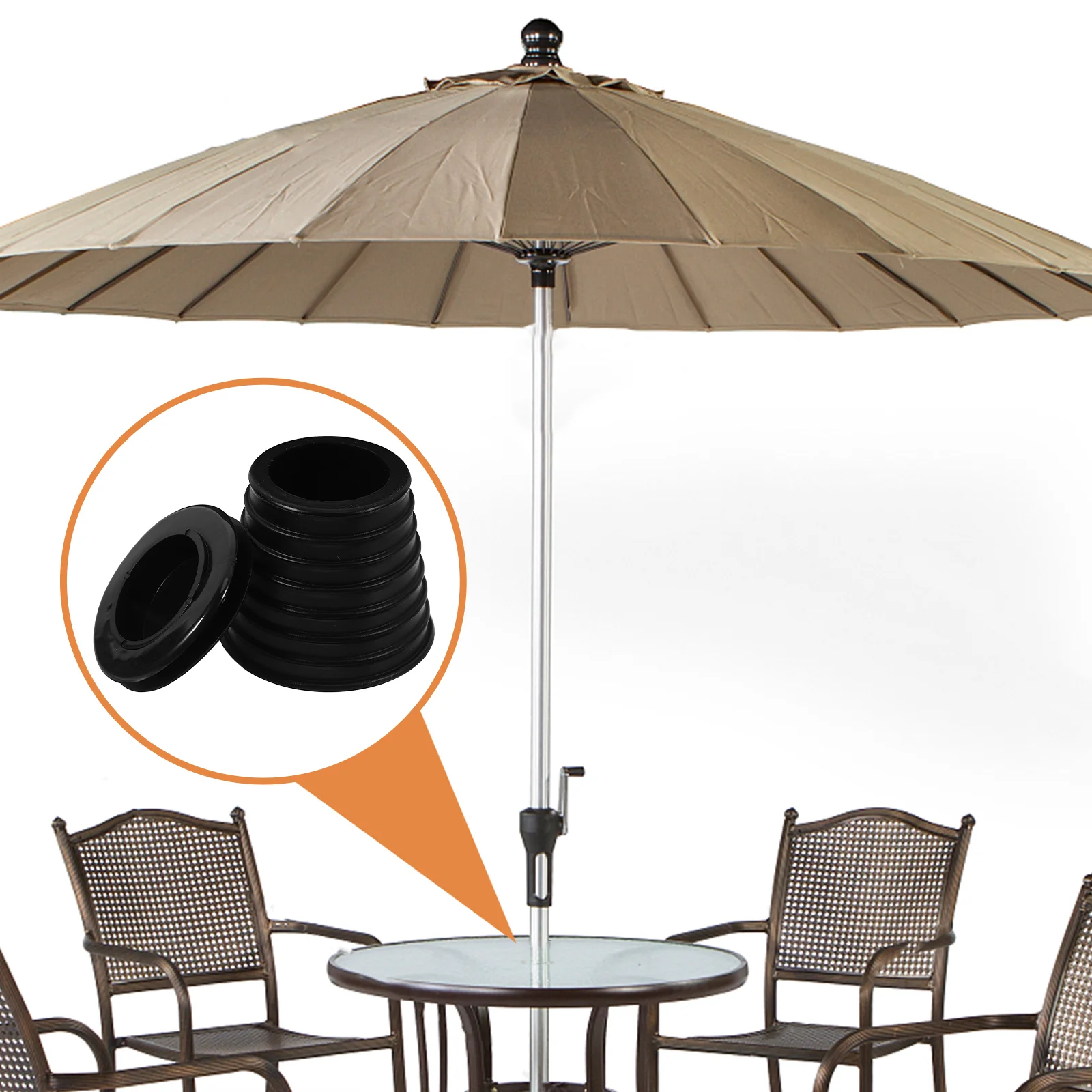 Cubierta protectora de sombrilla para exteriores, accesorios de fijación, enchufe de mesa, forma de cuña, Parasol de Patio, anillo de agujero, piezas de Base de goma, 2 piezas