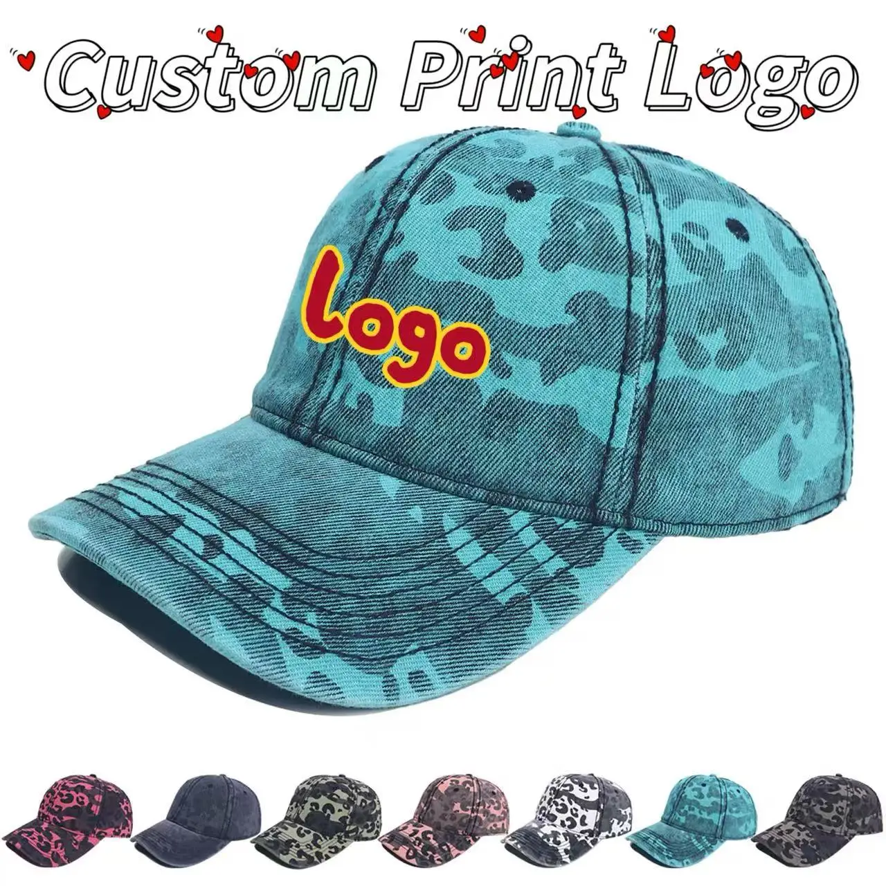 Customized Printed Logo Camouflage Soft Top Baseball Caps Men's And Women's Fashionable Tidal Current Versatile Duck Tongue Hats