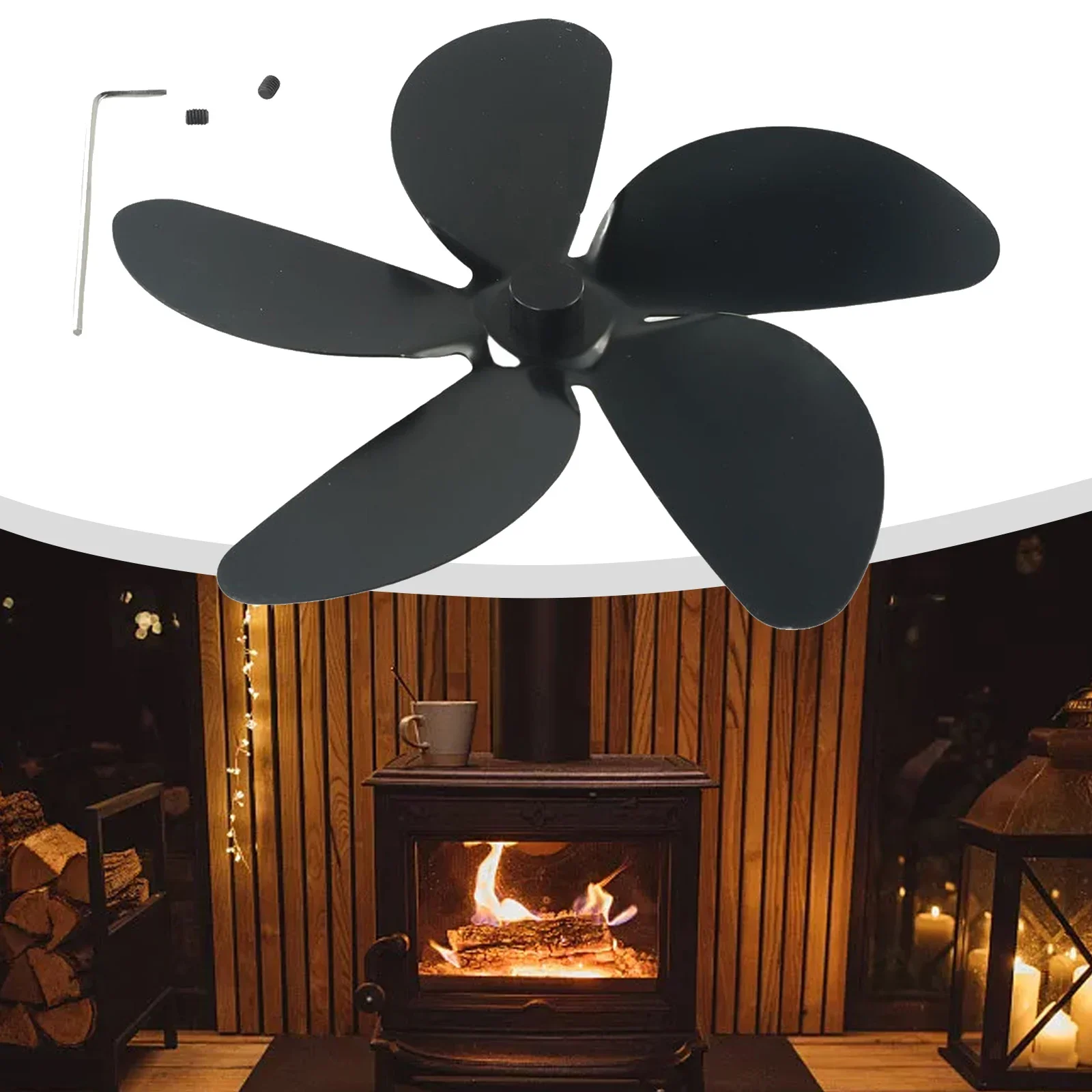Home Fireplace Fan Blade Wood Stove Fan Cooling Heating Home Improvement Replacement Heat Powered