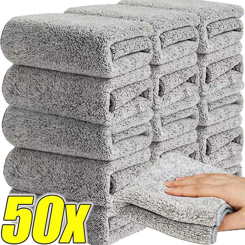 Bamboo Charcoal Cleaning Towel Kitchen Microfiber Cloth Rags Super Absorbent Non-Stick Oil Soft Dish Wipe Household Clean Towel