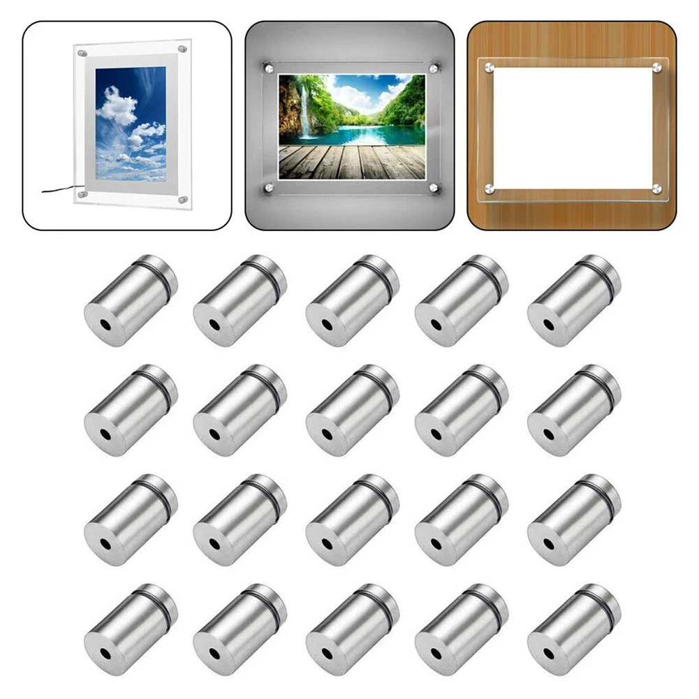 20pcs Advertising Nails 12x20/25/25mm Stainless Steel Screws for Wall Mount Glass/Acrylic Sign Standoff Fixing Screws Hardware image 2