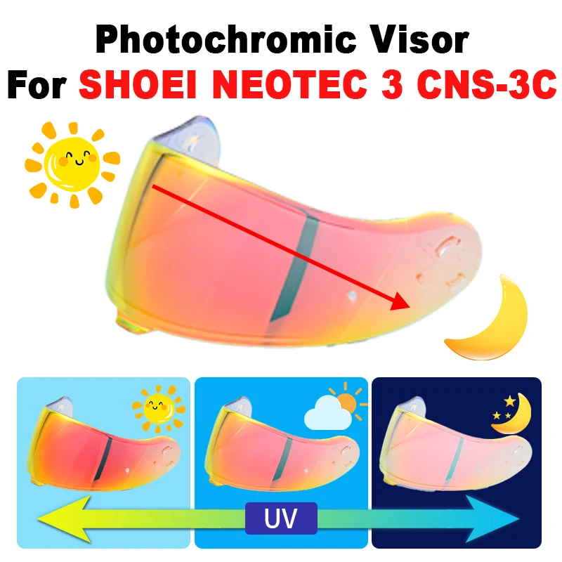Photochromic Helmet Visor for SHOEI Neotec 3 Auto Shade Anti Scratch Anti Fog UV400 Replacement Visor Motorcycle Accessories