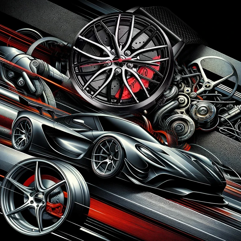 黒と赤のトレンディでスタイリッシュ、そして実用的なメンズクォーツ時計。黒のメッシュバンドが付いています。