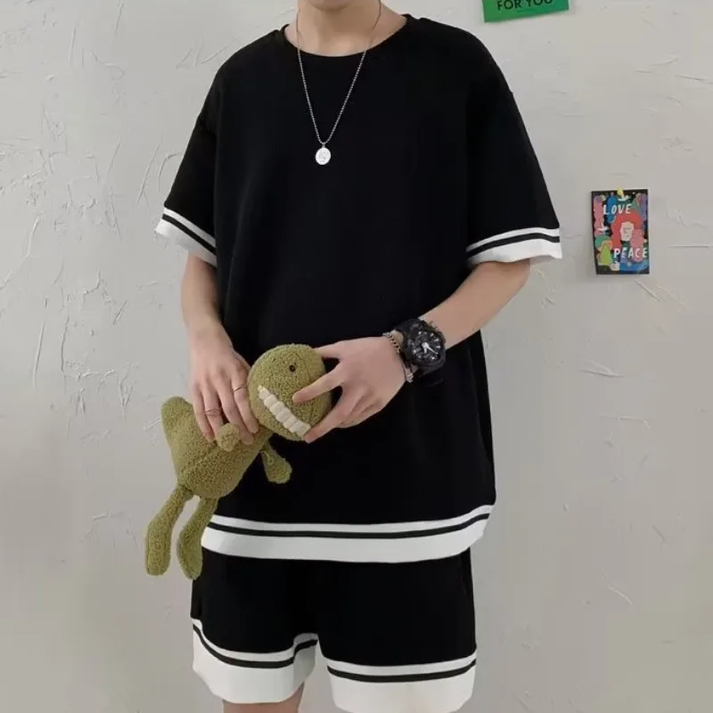 

Summer vacation two-piece short sleeved T-shirt men's thin loose suit casual fashion sportswear two-piece set