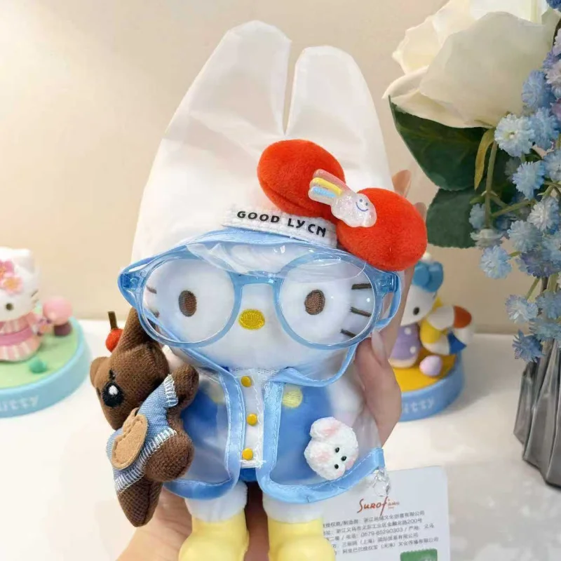 

Sanrio New Model Exquisite Hello Kitty Cartoon Periphery Package Hanging Wear Raincoat Doll Cute Plush Girl Festival Couple Gift