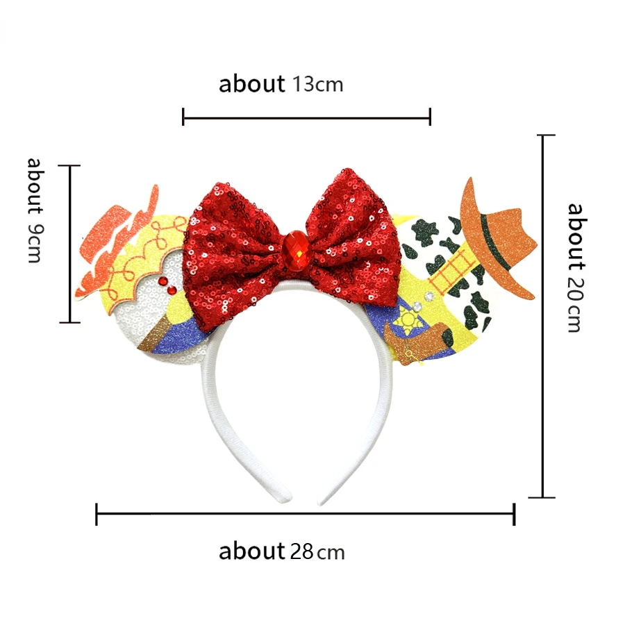 Anime Hair Band Kid Mickey Mouse Headband Woody Hair Accessories Women Bow Cowboy Hat Headwear Girl Buzz Lightyear Hairbands