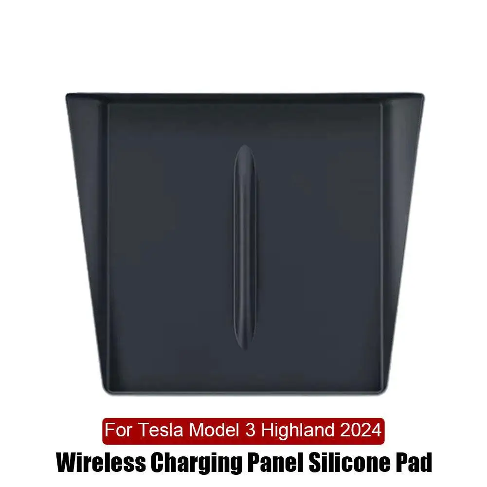 For Tesla Highland 2024 Silicone Wireless Charging Car Charger Accessories Dust-Proof Non-Slip Cover Mat Protect Pad A2Q7