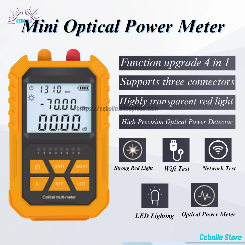 

4 в 1 измеритель мощности, мини-красная ручка, 5 км, тестер оптического волокна, лампа, сухая/литиевая батарея
