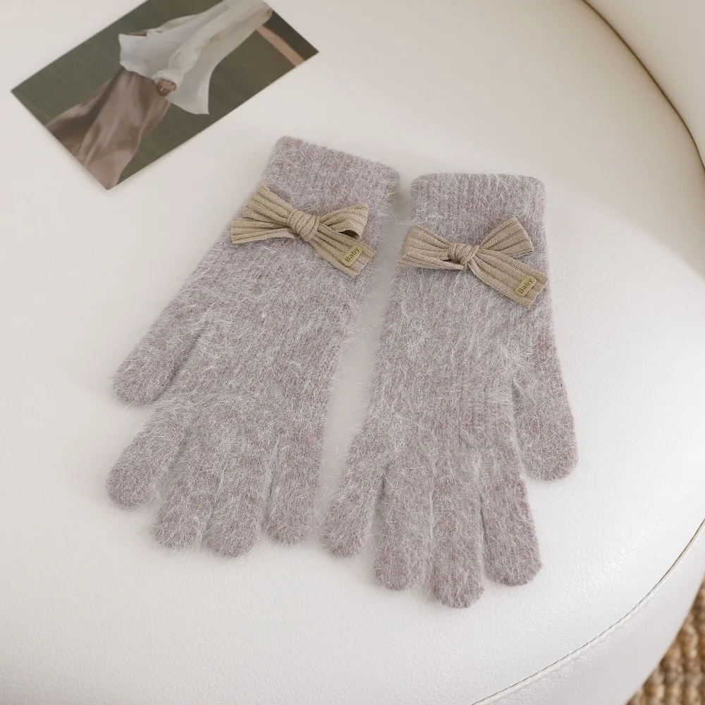 

Fashion Rabbit Hair Gloves Thickened Open Finger Warm Gloves Fleece-lined Comfortable Cotton Mittens Winter