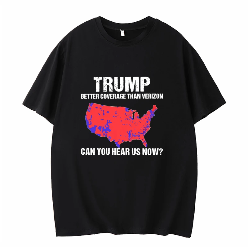 Trump Better Coverage Than Verizon Short Sleeve 2024 Election Retro Fashion 90s T Shirt Summer Clothing