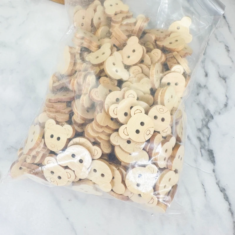 50pcs Fancy Bear 2 Holes Wood Sewing Buttons Wooden Button Clothes Decorative Children's Garment Sewing Scrapbooking DIY - view 4