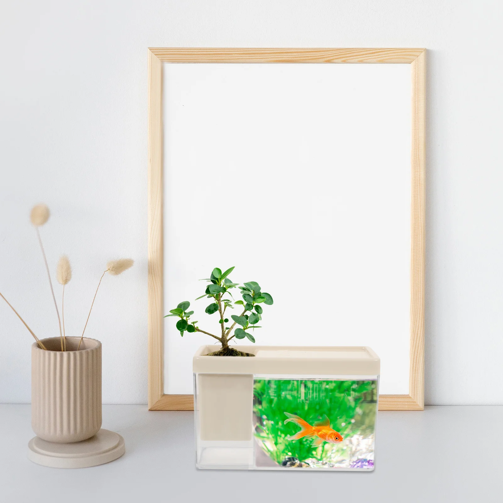 

Dual Use For Home Decorative Small Goldfish Aquarium Plastic Office Transparent Bowl Lightweight Tank Decor Bowl Household Fish