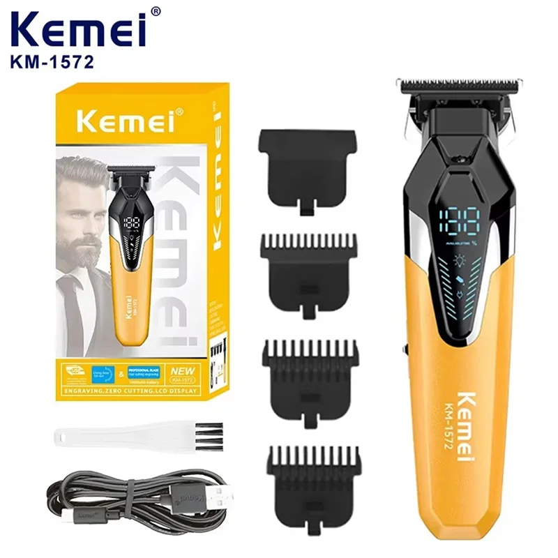 

Kemei KM-1572 Беспроводной электрический триммер для волос с зарядкой через USB, машина для стрижки волос, профессиональные мужские машинки для стрижки волос