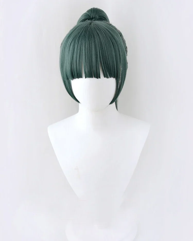 High Quality Maki Zenin Cosplay Wig Jujutsu Kaisen 60cm Dark Green Heat Resistant Synthetic Hair Anime Cosplay Wigs Glasses