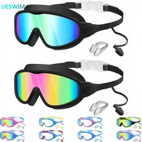 2PCSC Kids Swim Goggles with Earplugs & Nose Clip Wide View Anti-Fog UV Protection Swimming Goggles for Boys Girls Aged 3-15 1