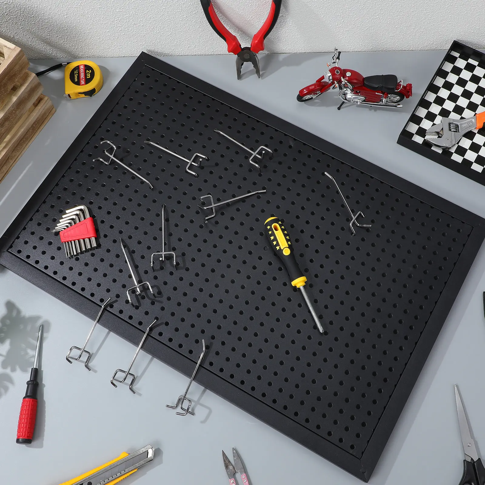 Rectangular Metal Pegboard Panel Heavy Duty Steel Tool Organizer Wall Storage Garage Office Kitchen Pegboard Display Stand Metal