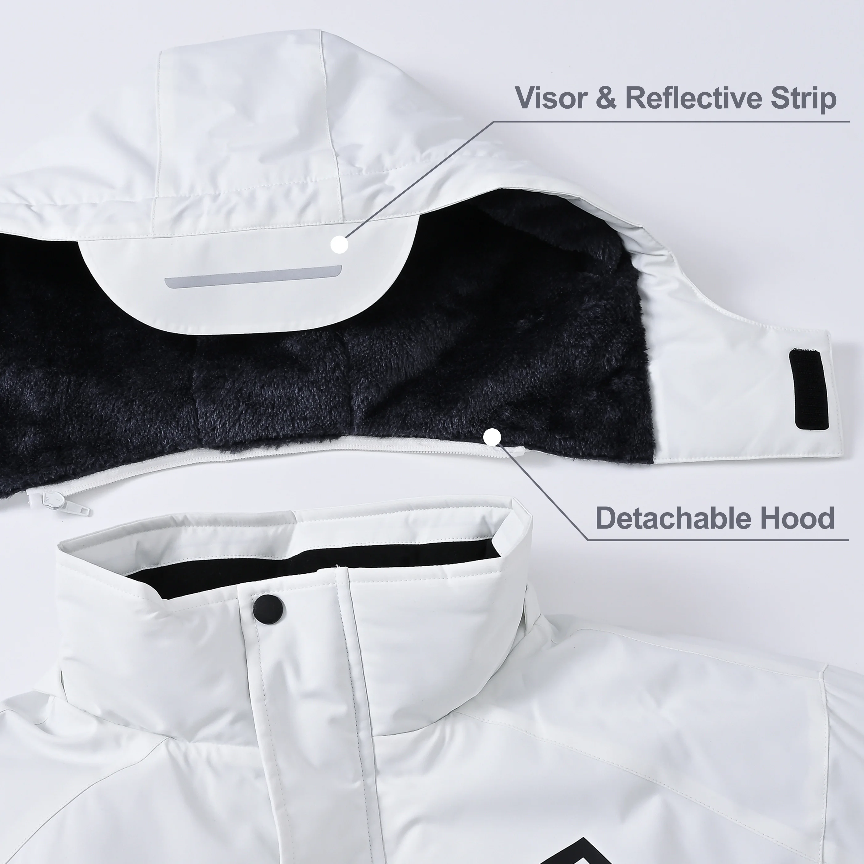 Winter Wasserdichte Winddichte Fleece-Gefütterte Jacken Herren Wanderjacken Outdoor Abnehmbare Kapuzenmäntel Ski Snowboard Oberbekleidung – Detail 5