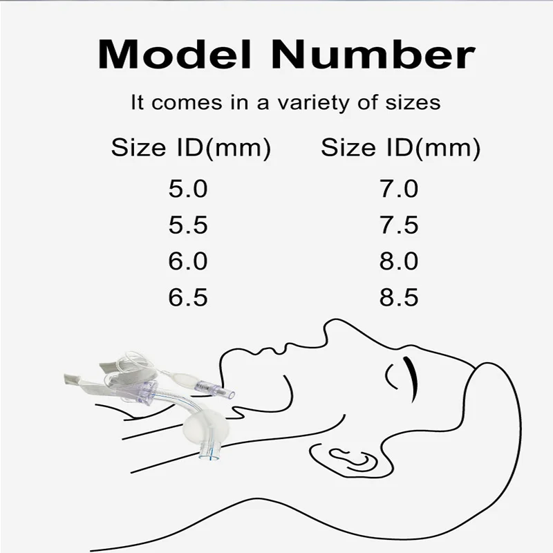 KranVer Disposable Medical Grade PVC Standard Tracheostomy Tube with Cuff EO Sterilized Tracheal Tube