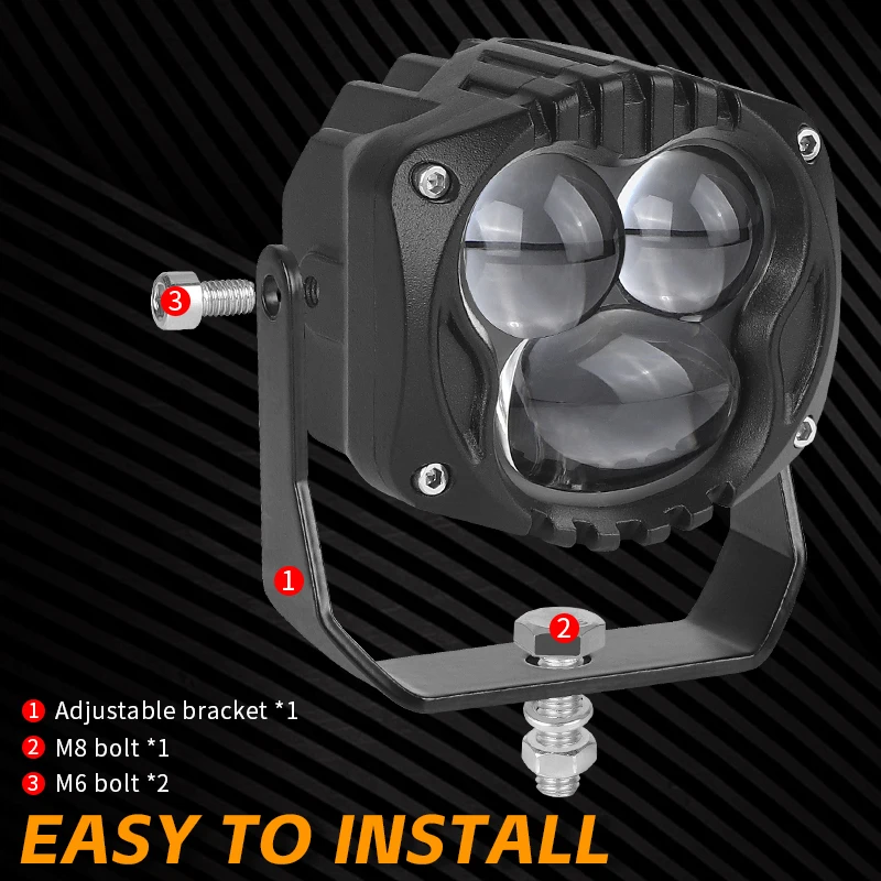 3 Zoll LED Pods Licht Hi-Lo-Strahl LED Arbeit Nebel Fahr licht Bar für Motorrad ATV Utv Geländewagen Offroad 4x4 Boot LKW 12V 24V – Detail 10
