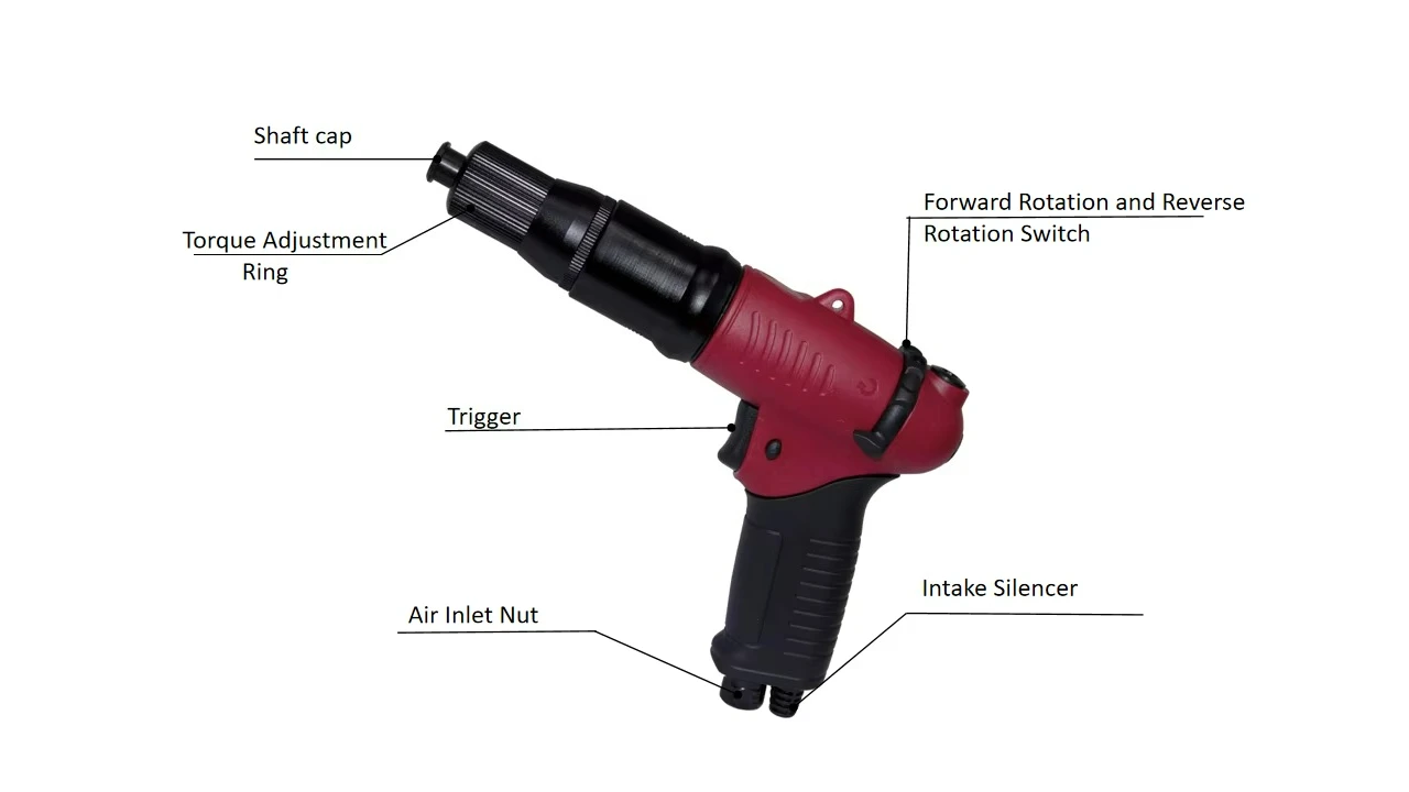 

1/4" Clutch Adjustable Air Screwdriver, 5-25 Nm, 250rpm Model A8250P