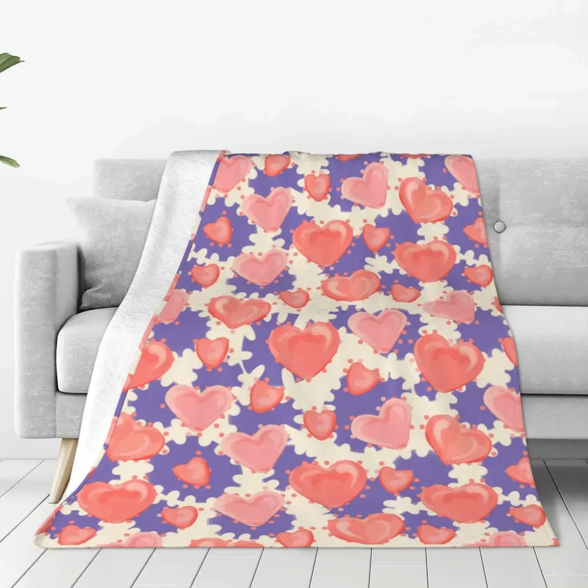 

Heart Knitted Blanket Velvet Flowers, plants, fruits。Y22307Q-14 Super Soft Throw Blanket for Bedding Couch Bedroom Quilt