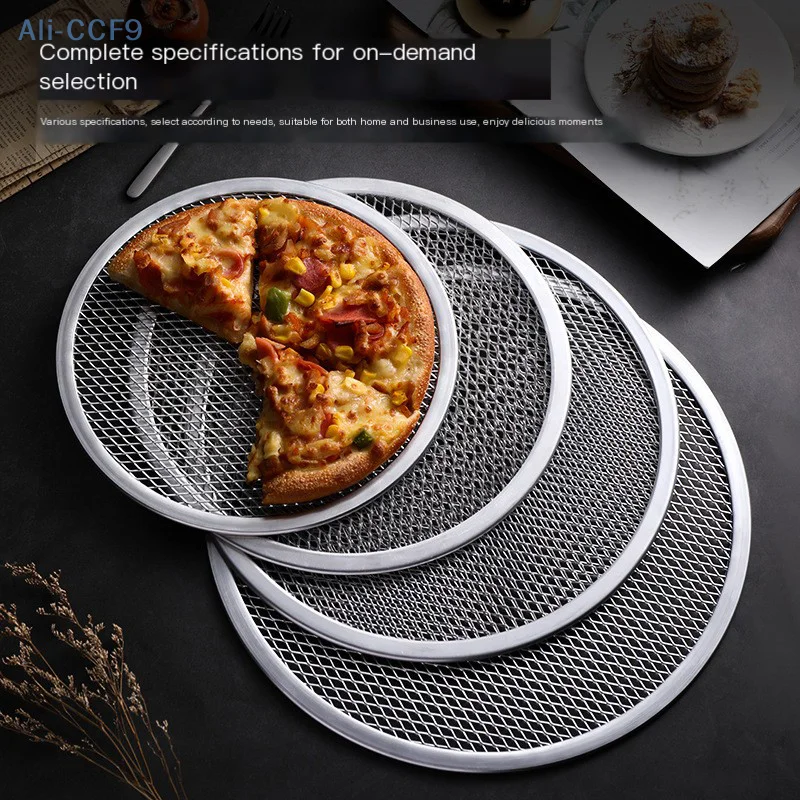 8-13Inch Reusable Non Stick Pizza Screen Pan Seamless Aluminum Alloy Net Bakeware Kitchen Tools Round Pancake Pizza Pastry Tray