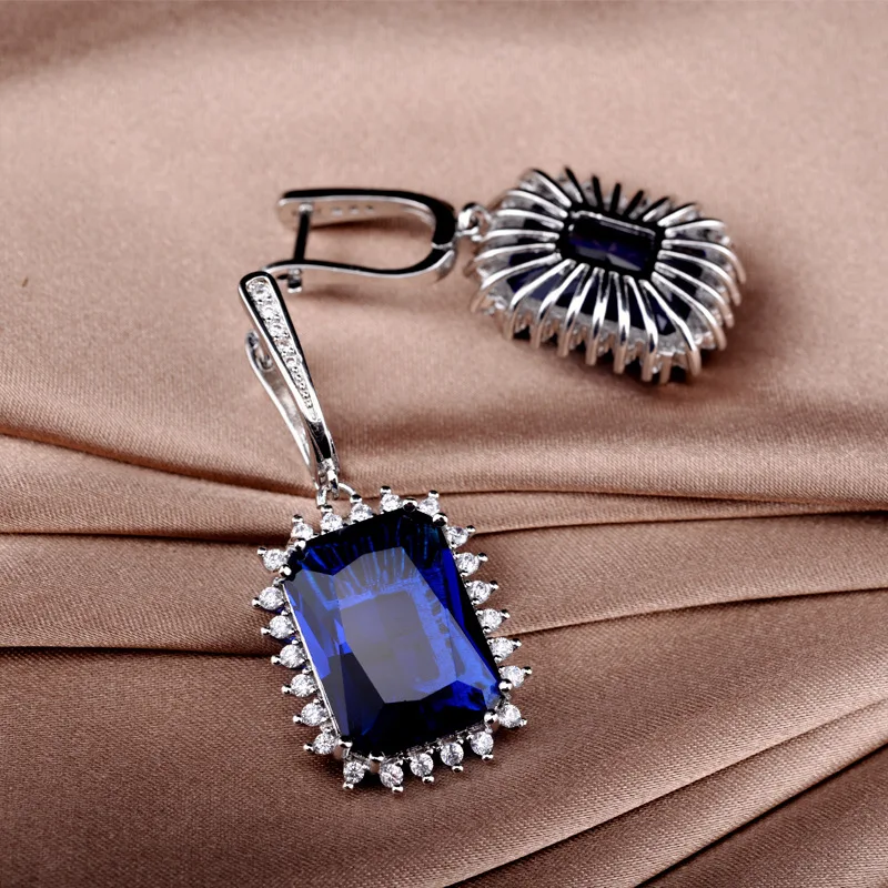Simulated ruby, sapphire and emerald colored gemstone low-allergenic ear pendants, earrings and ear studs accessories