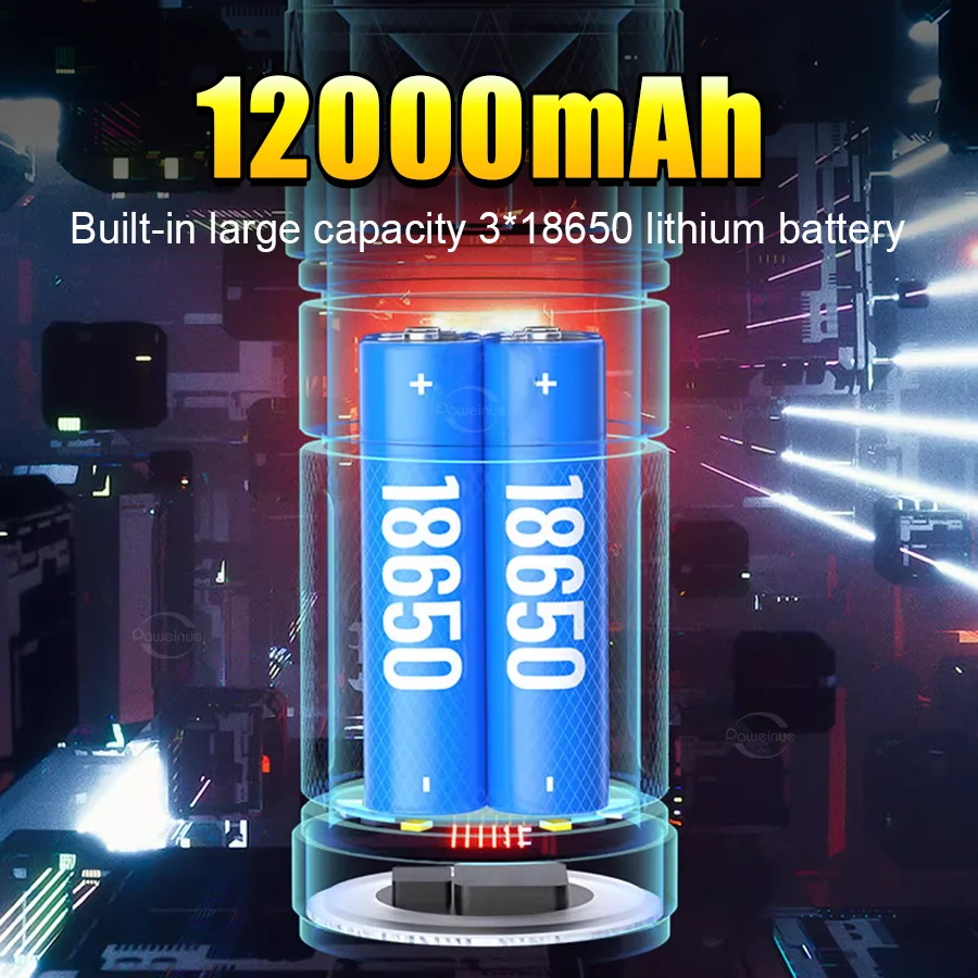 3500000LM Super Bright Flashlight Most Powerful Torch Lighting 3km Lamp 12000mAh Rechargeable LED Light Portable Camping Lantern