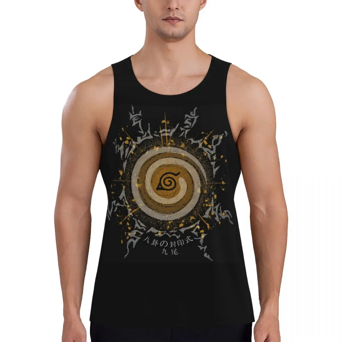 Camiseta sin mangas muscular Kyubi, chaleco muscular para hombre, camisetas para hombre, ropa de calle Narutos Akatsuki Pein, ropa deportiva atlética Harajuku para gimnasio y Fitnes